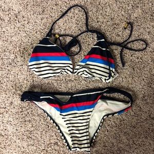 Body Glove bikini. Red/White & Blue. Braided side